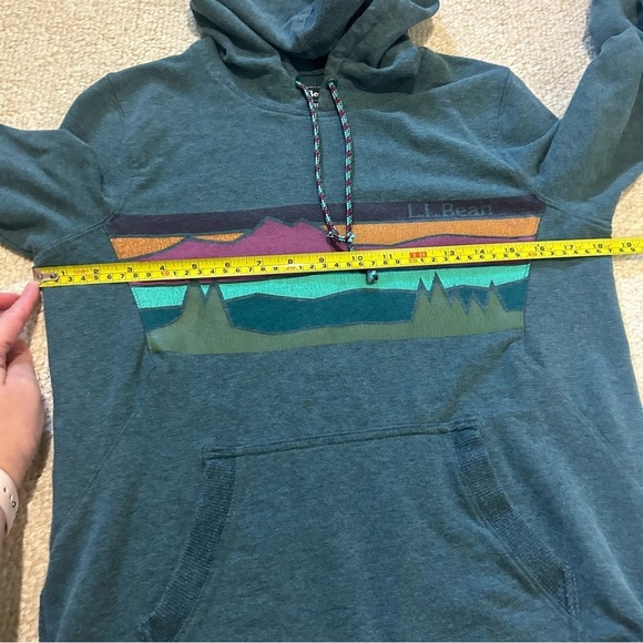 LL Bean Women's Bean's Cozy Camp Hoodie Spruce Heather Crossbars Size XS Teal - Picture 10 of 13